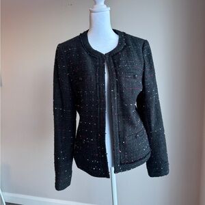 Karl Lagerfeld Black Tweed Blazer with Red Accents